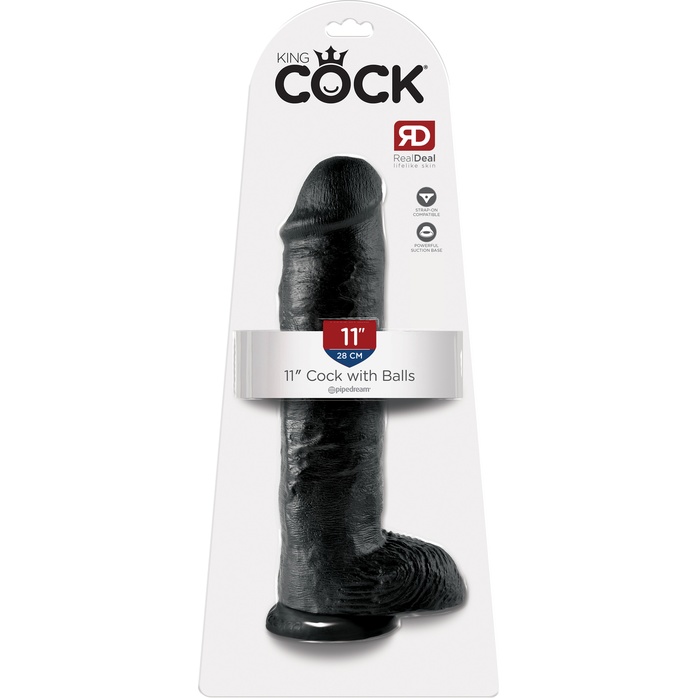 Черный фаллоимитатор-гигант на присоске - 28 см - King Cock. Фотография 5.