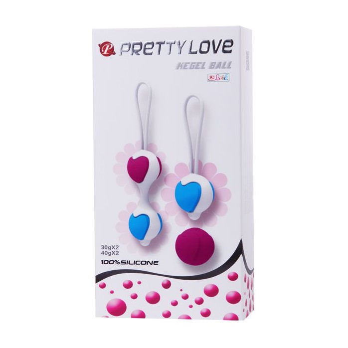 Набор из фиолетово-голубых вагинальных шариков с сердечками - Pretty Love. Фотография 7.