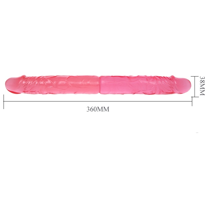 Розовый двухголовый гнущийся фаллоимитатор - 37,4 см. Фотография 4.