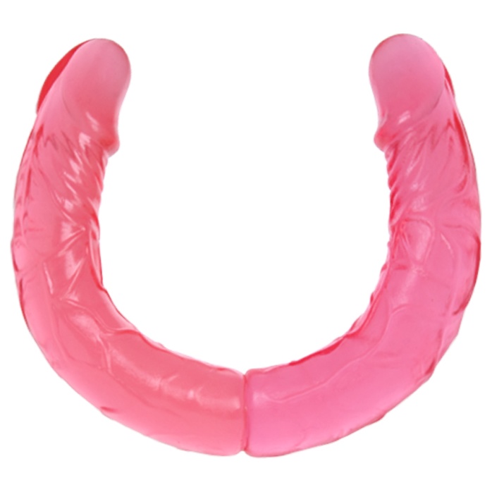 Розовый двухголовый гнущийся фаллоимитатор - 37,4 см