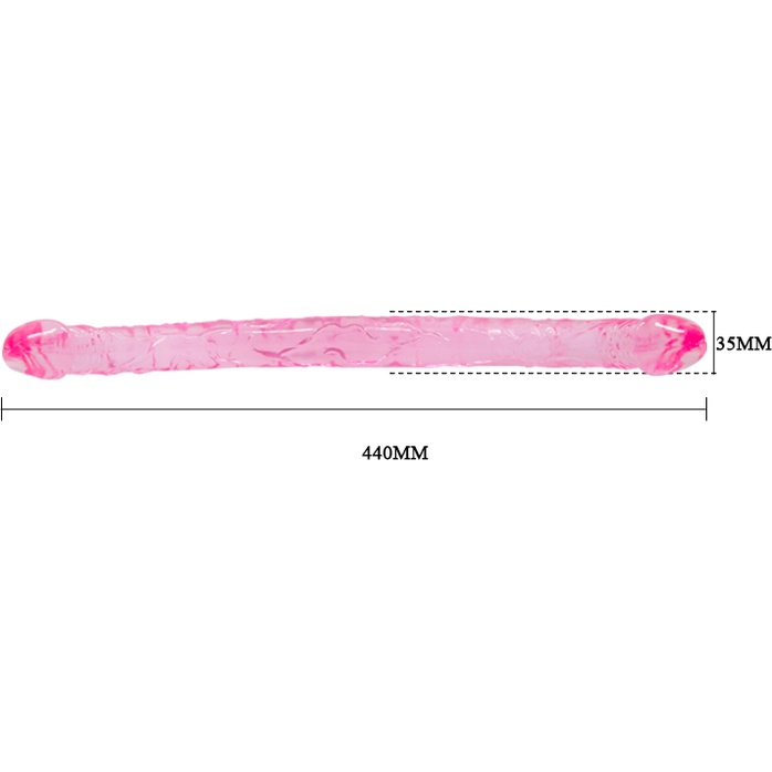 Двухголовый розовый фаллоимитатор - 44,5 см. Фотография 4.