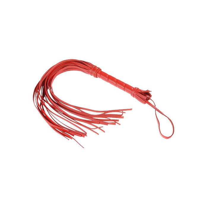 Гладкая красная плеть из кожи с жесткой рукоятью - 65 см - BDSM accessories