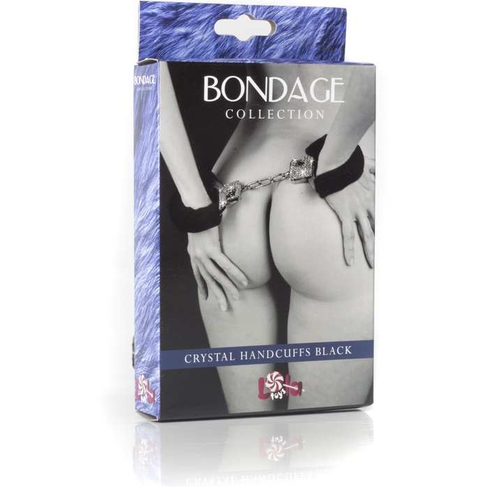 Чёрные наручники с кристаллами BONDAGE - Bondage Collection. Фотография 3.