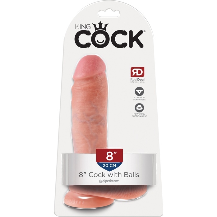 Телесный фаллоимитатор 8 Cock with Balls - 21,3 см - King Cock. Фотография 4.