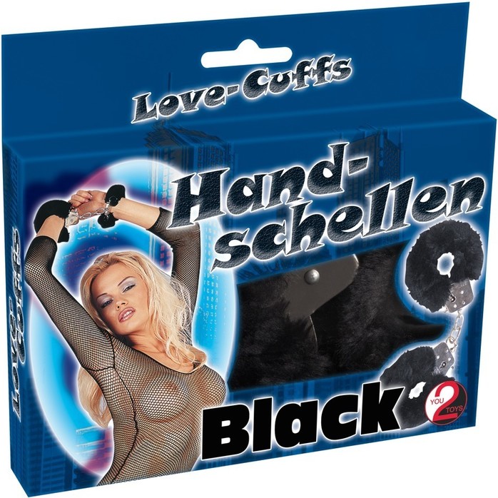 Черные меховые наручники Love Cuffs Black - You2Toys. Фотография 2.