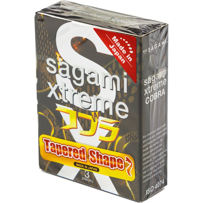 Суженные к основанию презервативы Sagami Xtreme Cobra - 3 шт - Sagami Xtreme. Фотография 2.