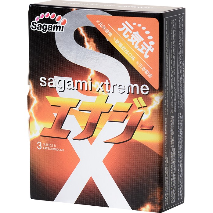 Презервативы Sagami Xtreme Energy с ароматом энергетика - 3 шт - Sagami Xtreme