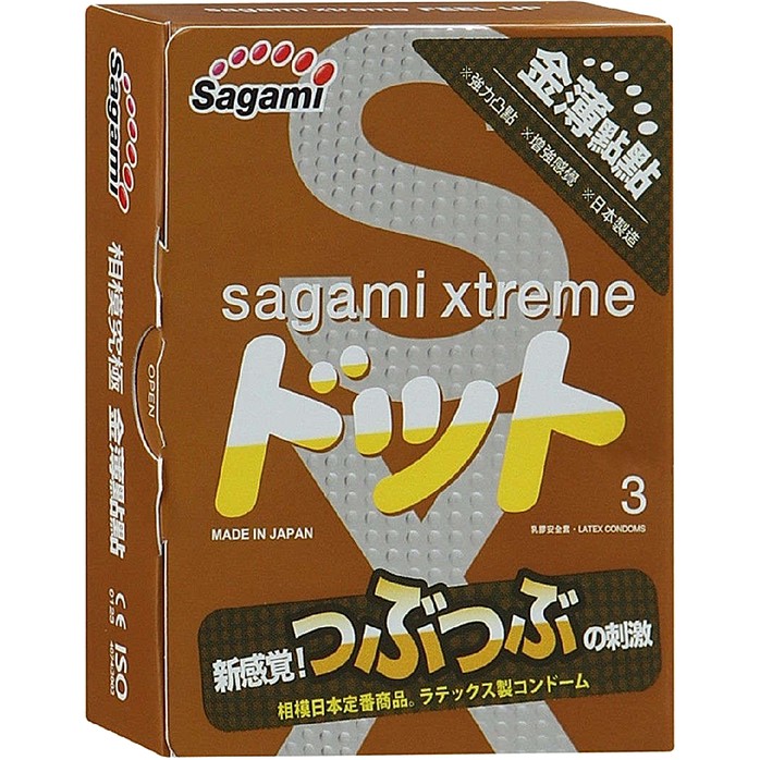 Презервативы Sagami Xtreme Feel Up с точечной текстурой и линиями прилегания - 3 шт - Sagami Xtreme