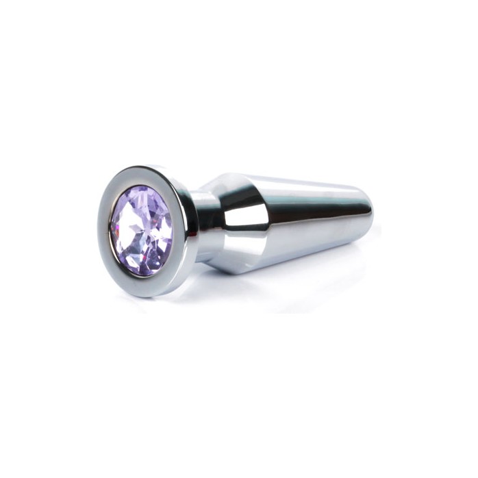 Серебристая втулка с светло-фиолетовым кристаллом - 10,2 см