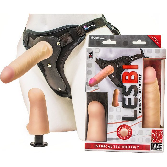 Женский страпон Harness с вагинальной пробкой - 16,5 см - Lesbi Collection. Фотография 4.