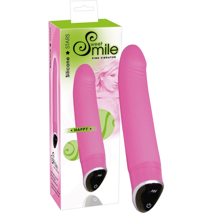 Розовый вибратор Smile Happy - 22 см - Sweet Smile