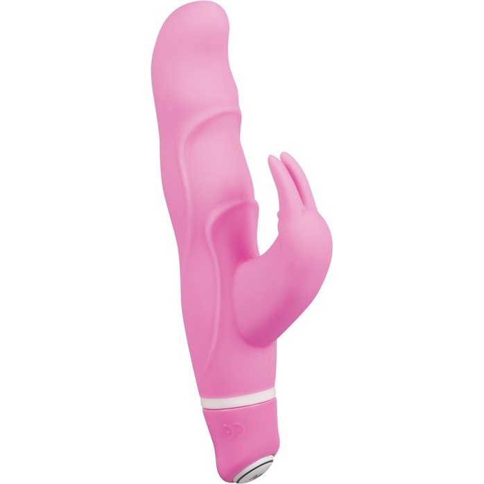 Розовый вибратор Smile Bunny с клиторальным зайчиком - 15 см - Smile