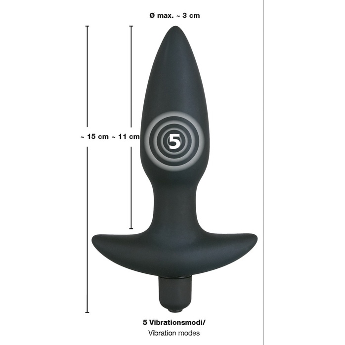 Чёрная анальная вибровтулка с 5 скоростями - 15 см - You2Toys. Фотография 4.