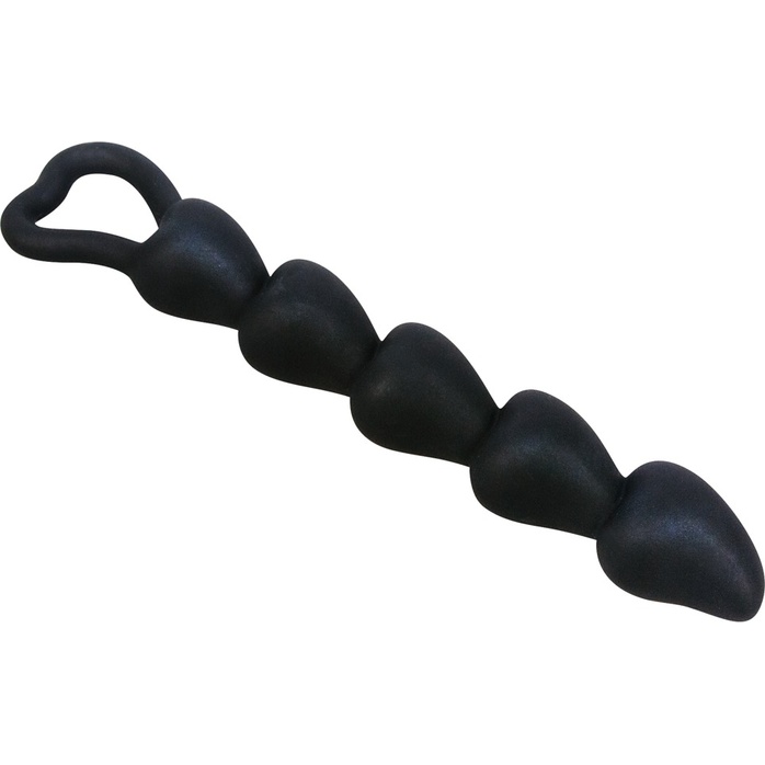 Чёрная анальная цепочка с звеньями-сердечками Black Velvet - 18,5 см - You2Toys. Фотография 2.