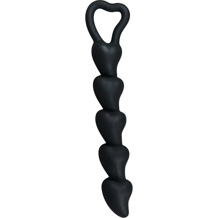 Чёрная анальная цепочка с звеньями-сердечками Black Velvet - 18,5 см - You2Toys