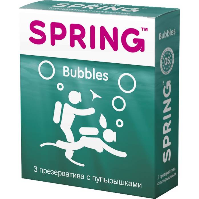 Презервативы SPRING BUBBLES с пупырышками - 3 шт