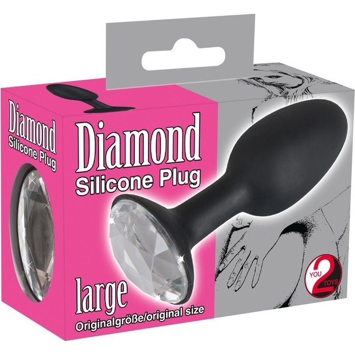 Чёрная анальная втулка с кристаллом Diamond Silicon Plug Large - 11 см - You2Toys. Фотография 4.