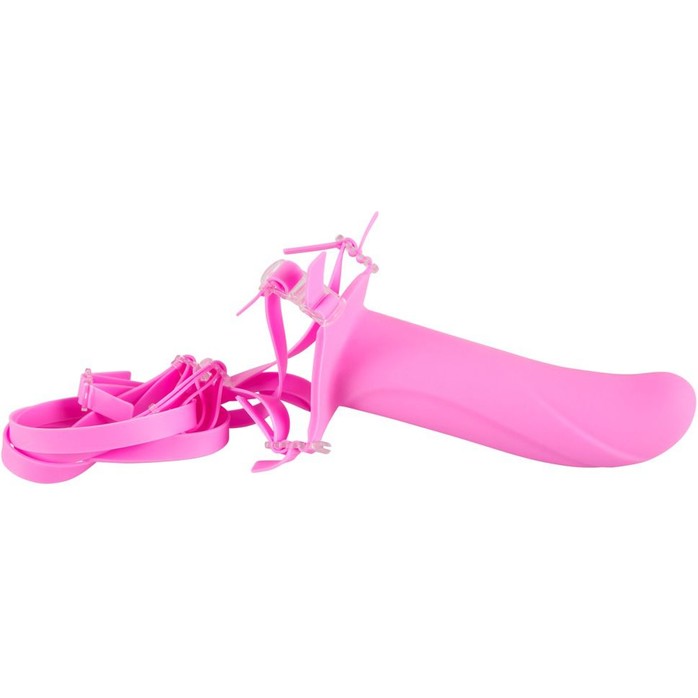 Полый розовый страпон Horny на регулируемых ремешках - 16 см - Smile