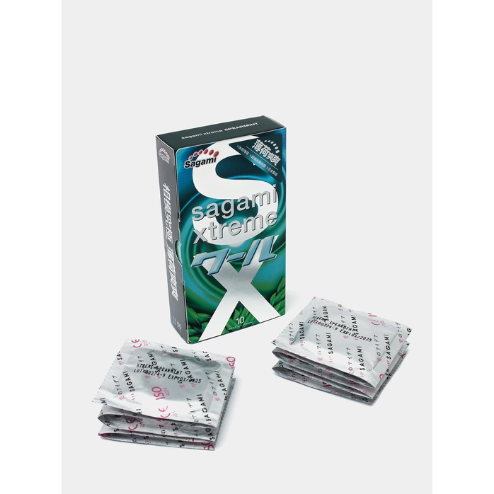 Презервативы Sagami Xtreme Mint с ароматом мяты - 10 шт - Sagami Xtreme. Фотография 3.