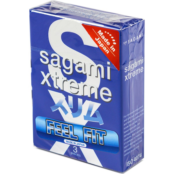 Розовые презервативы Sagami Xtreme Feel Fit 3D - 3 шт - Sagami Xtreme. Фотография 2.
