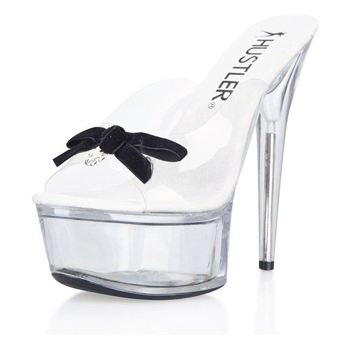 Прозрачные сабо с черным бантиком Black Bow