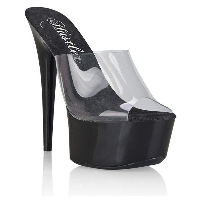 Прозрачные сабо на черной платформе Clear Black