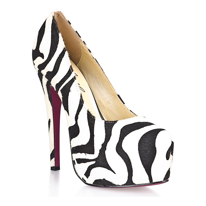 Туфли из искуственной шерсти зебры Black White