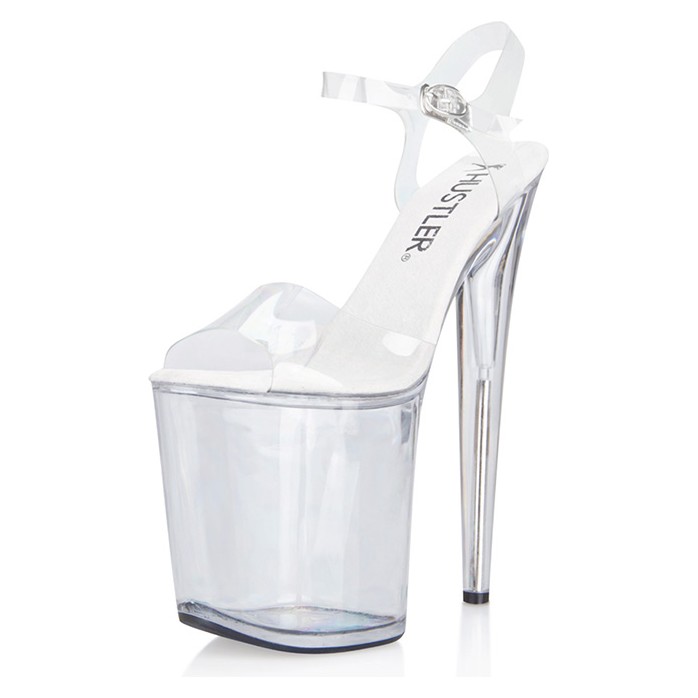 Прозрачные босоножки на очень высокой платформе Clear