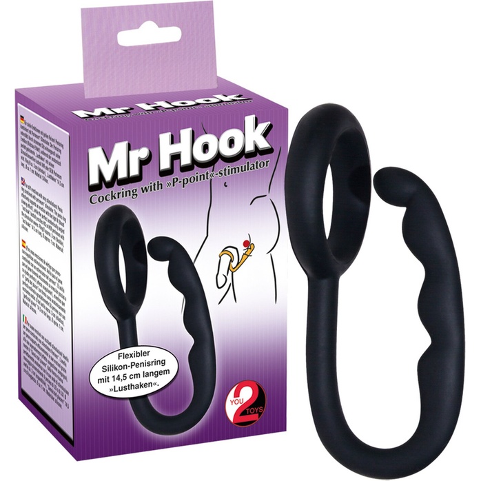 Эрекционное кольцо с анальным стимулятором Mr Hook - You2Toys