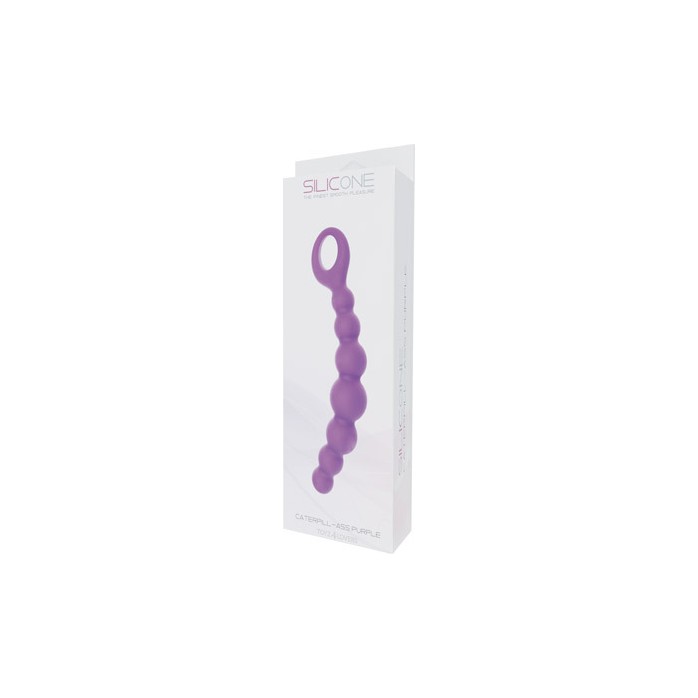 Фиолетовая анальная цепочка CATERPILL-ASS SILICONE PURPLE - 19,5 см - Silicone. Фотография 2.