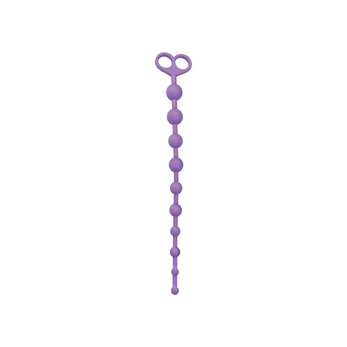 Фиолетовая анальная цепочка с 10 звеньями ANAL JUGGLING BALL SILICONE - 33,6 см - Silicone
