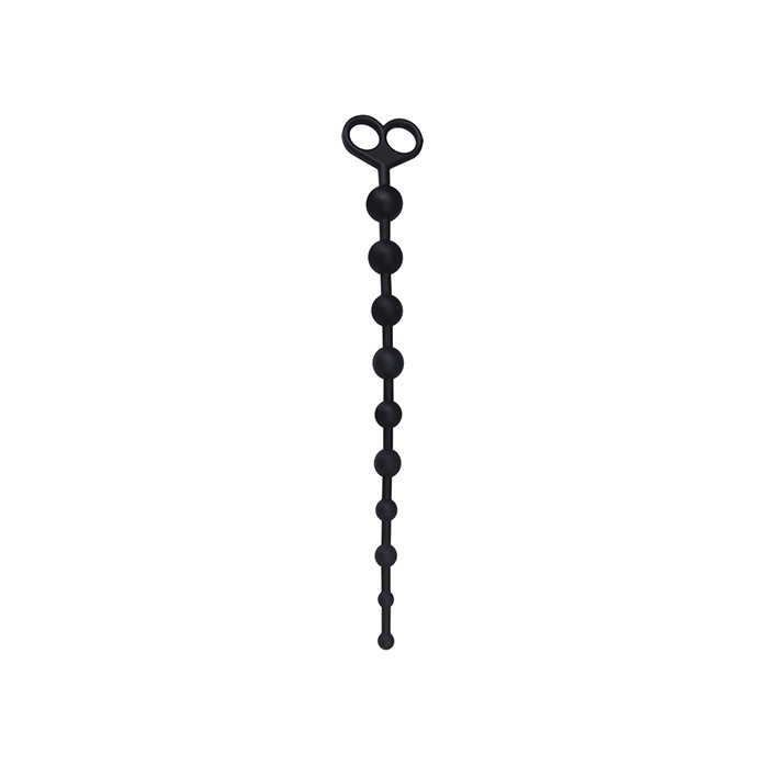 Чёрная анальная цепочка с 10 звеньями ANAL JUGGLING BALL SILICONE - 33,6 см - Silicone