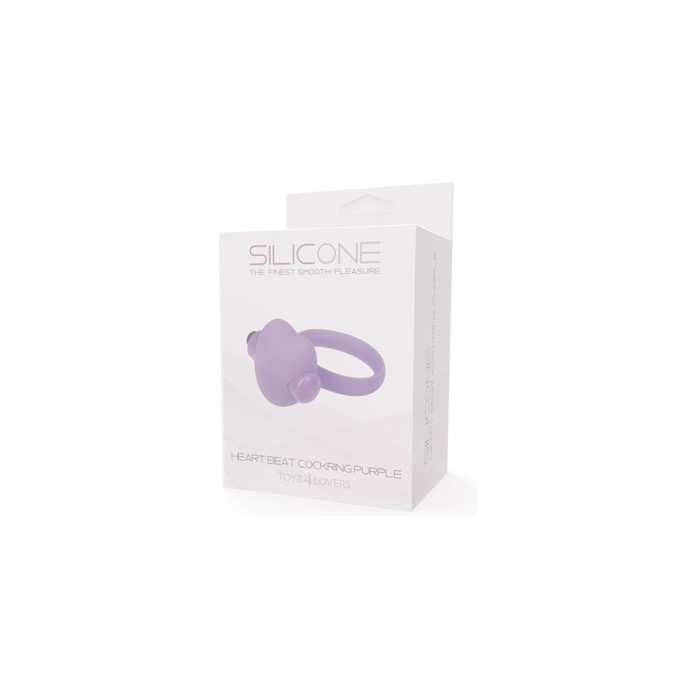 Фиолетовое эрекционное виброкольцо с сердечком HEART BEAT COCKRING SILICONE - Silicone. Фотография 2.