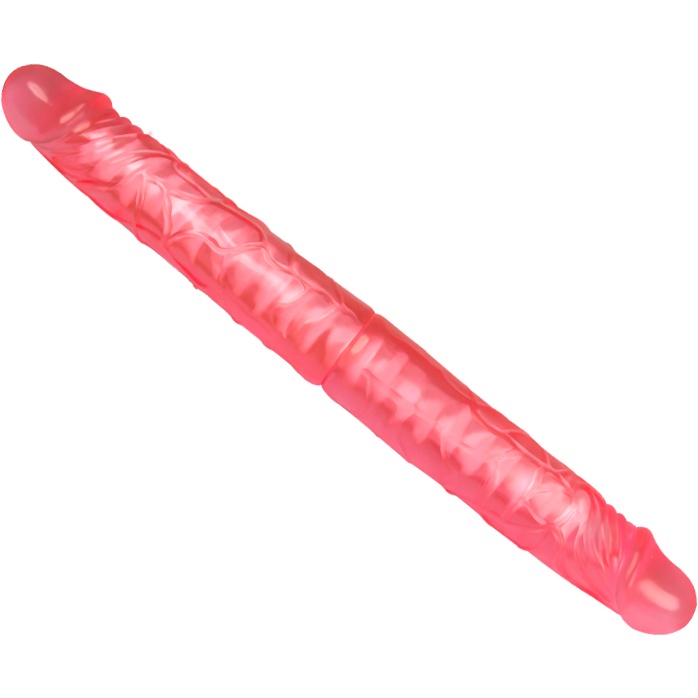 Розовый двусторонний гнущийся фаллоимитатор - 36 см. Фотография 2.