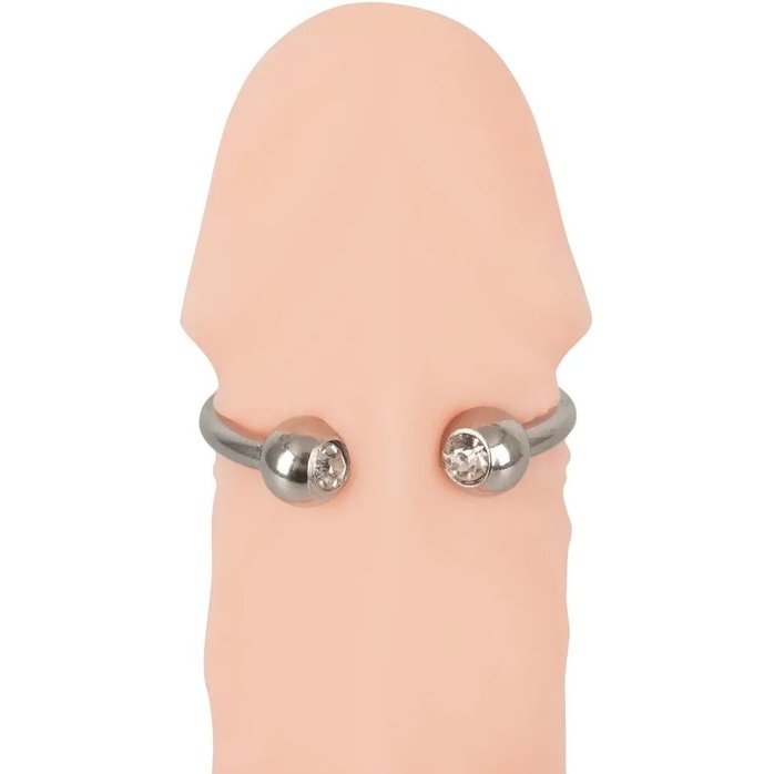 Серебристое металлическое кольцо для пениса Rebel с шариками - You2Toys. Фотография 5.