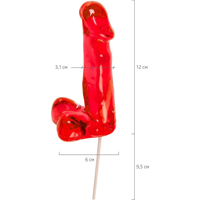 Красный леденец в форме члена со вкусом виски - 173 гр. Фотография 5.