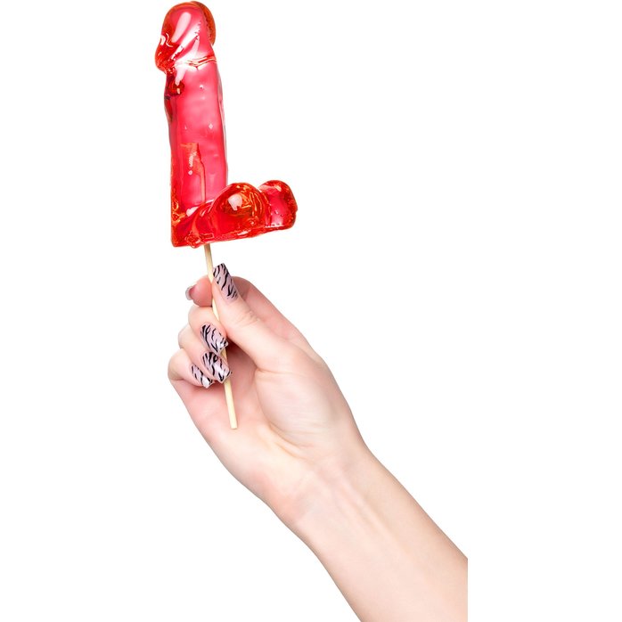 Красный леденец в форме члена со вкусом виски - 173 гр. Фотография 6.