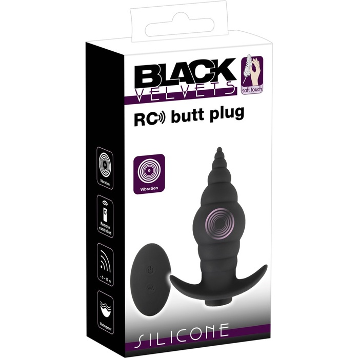 Черная анальная вибропробка RC Butt Plug - 9,6 см - You2Toys. Фотография 2.
