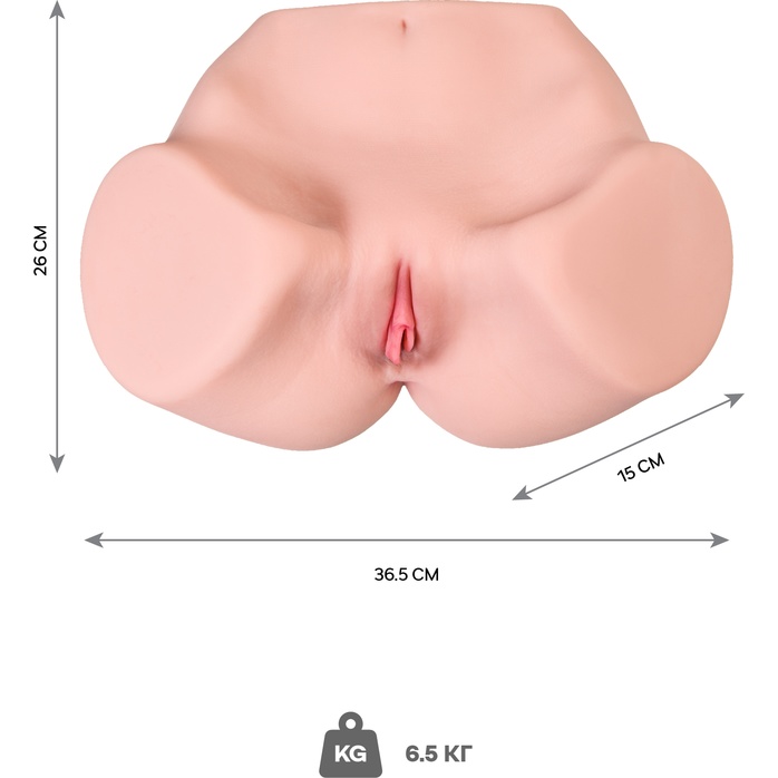 Телесный вибромастурбатор-полуторс Maria Onehole Real Vagina с двойным слоем материала. Фотография 2.