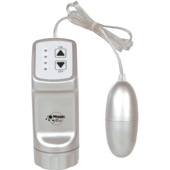 Серебристое виброяйцо с пультом управления на проводе