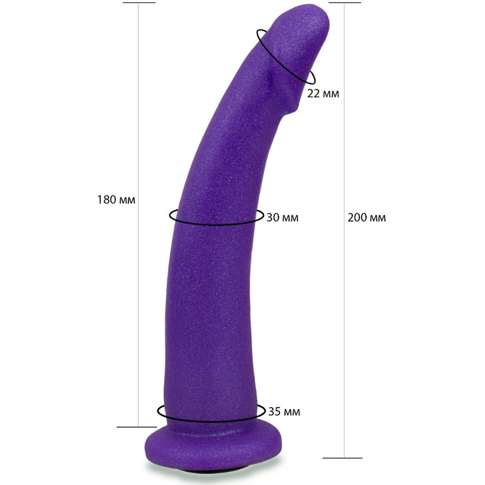 Фиолетовая гладкая изогнутая насадка-плаг - 20 см. Фотография 2.