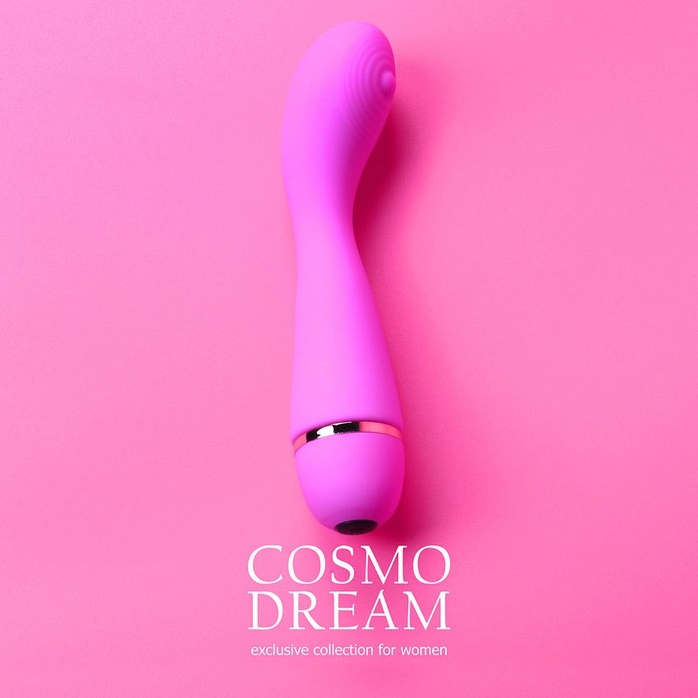 Розовый вибратор с ребрышкам на головке для G-стимуляции - 14 см - COSMO DREAM. Фотография 6.