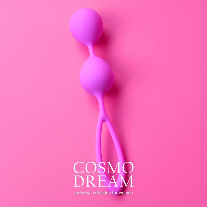 Розовые силиконовые вагинальные шарики с петлей - 17 см - COSMO DREAM. Фотография 6.