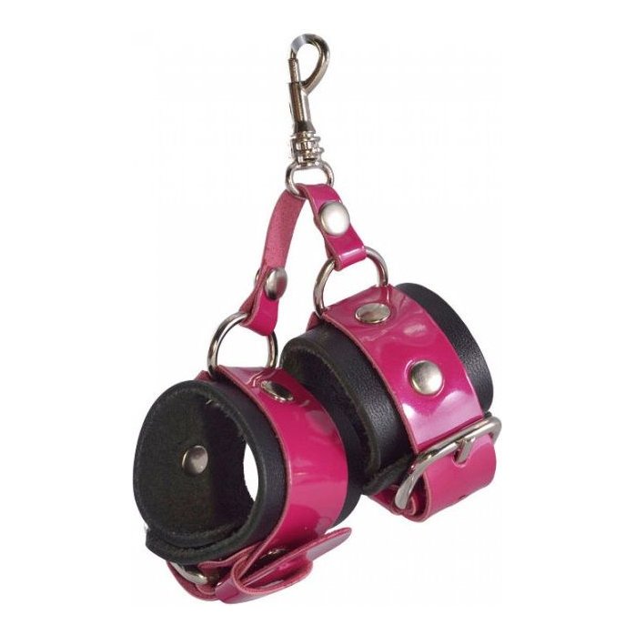 Розово-черный брелок Наручники - BDSM accessories