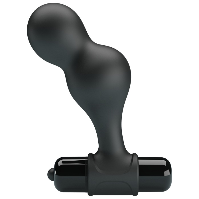 Черная анальная пробка с вибрацией Silicone Vibrating Anal Plug - 10 см - Mr.Play