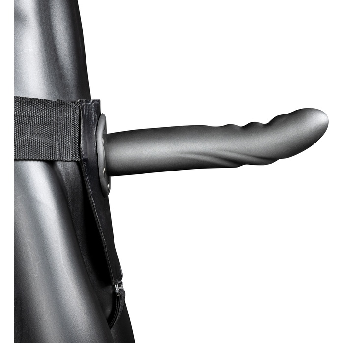 Серый страпон-фаллопротез с ребристой фактурой - 20,6 см - Ouch!. Фотография 3.