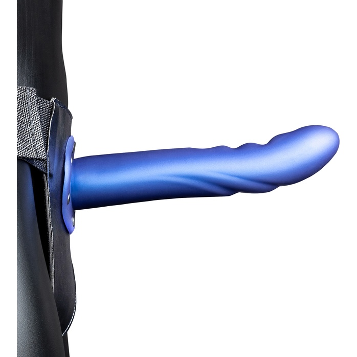 Синий страпон-фаллопротез с ребристой фактурой - 20,6 см - Ouch!. Фотография 3.