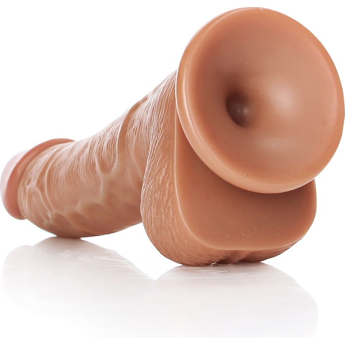 Телесный фаллоимитатор Curved Realistic Dildo Balls Suction Cup 6 - 15,5 см - RealRock. Фотография 4.