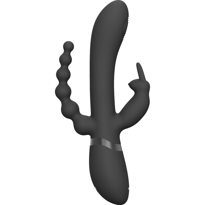 Черный анально-вагинальный вибромассажер Rini - 22,3 см - Vive. Фотография 5.