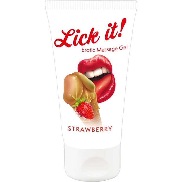 Лубрикант на водной основе Lick it! Strawberry с ароматом клубники - 50 мл - Lick it